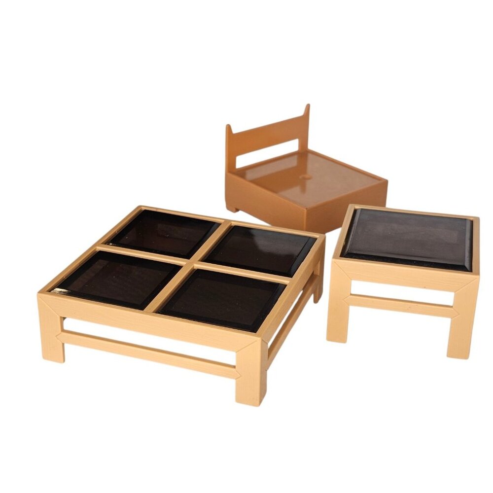 VTG Tomy Smaller Homes Dollhouse Furniture Coffee Table Side Table Corner Chair